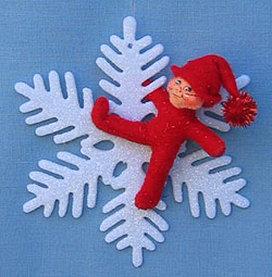 Annalee 3" Red Elf on Snowflake Ornament - Mint - 788603ox