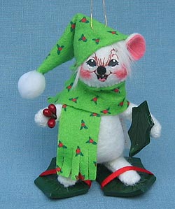 Annalee 3" Holly Mouse Ornament - Mint - 789006