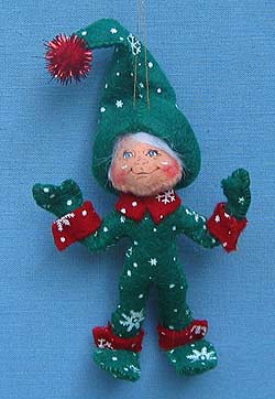 Annalee 4" Green Snowflake Elf Ornament - Mint - 789306