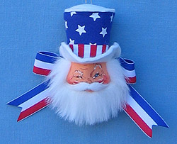 Annalee 3" Patriotic Santa Head Ornament - Winking - Mint - 789903w