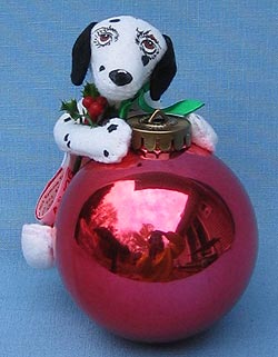 Annalee 4" Dalmation Dog Holding Red Christmas Bulb Ornament- Mint - 790496