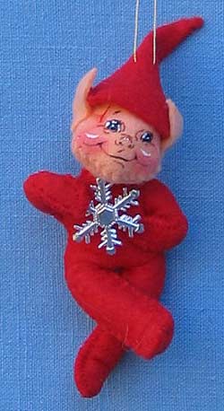 Annalee 3" Red Snowflake Elf Ornament - Mint - 796500ox