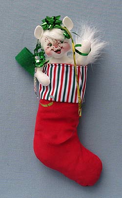 Annalee 8" Kitty Cat in Stocking Wall Decor - Mint - 800109