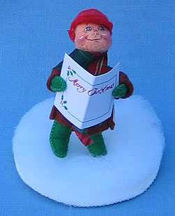 Annalee 3" Boy Caroler Boy on Snowy Base - Mint - 803696ox