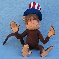 Annalee 6" Patriotic Monkey with Uncle Sam Hat - 2006 - Mint - 807406cc