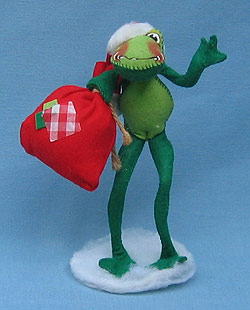 Annalee 10" Santa Frog with Toy Bag and Stand - Mint - 808087