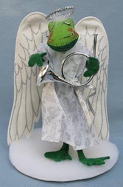 Annalee 10" Felicity Angel Frog with French Horn - Mint - 808198xfh