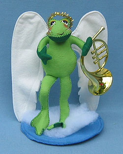 Annalee 10" Felicity Angel Frog with French Horn - Mint - 808199fh