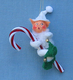 Annalee 3" White Candycane Elf Ornament - Mint - 812007