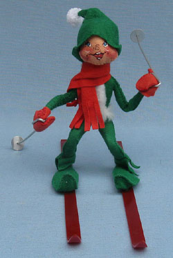 Annalee 10" Green Ski Elf - Mint - Signed - 818086s