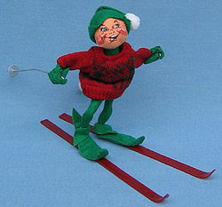 Annalee 10" Ski Elf with Cranberry Sweater - Mint - 818087-2