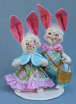 Annalee 6" Boy & Girl Bunny Blessings AIA 2014 - Mint - 850114