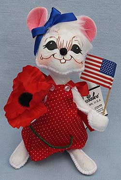 Annalee 7" Patriotic Girl Mouse with Poppy AIA 2016 - Mint -850416oxt