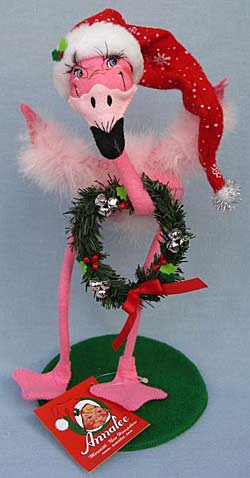 Annalee 16" Christmas Flamingo with Wreath - Mint - 946506