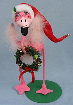 Annalee 16" Christmas Flamingo with Wreath - Near Mint - 946506a