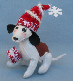 Annalee 6" Snowflake Puppy Hound Dog - Mint - 963009