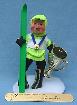 Annalee 10" Victory Ski Doll with Brass Plaque - Signed - Mint / Near Mint - 991391