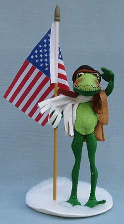 Annalee 10" Aviator Frog with Flag - Excellent  - 993791a