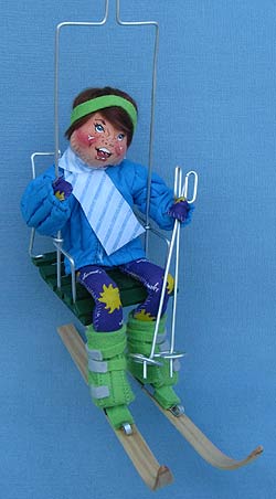 Annalee 10" Skier in Chair Lift - Mint - Signed - A20-99s