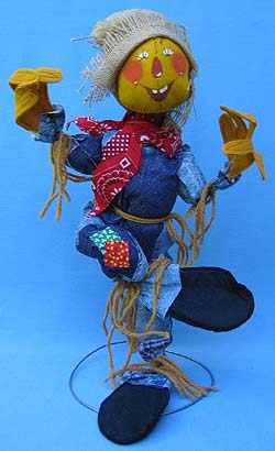 Annalee 18" Scarecrow in Denim Patchwork - Two teeth - Near Mint - A346-76-2