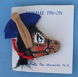 Annalee 3" Patriotic Donkey Head Pin - Mint on Card - A362-76