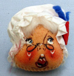 Annalee 2" Patriotic Colonial Girl Head Pin - Museum - Signed Annalee - Mint - A376-75shey