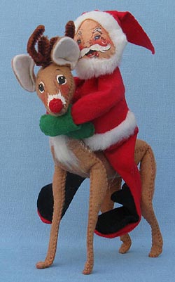 Annalee 7" Santa with 10" Deer - Mint - Tags Cut - C143-75a