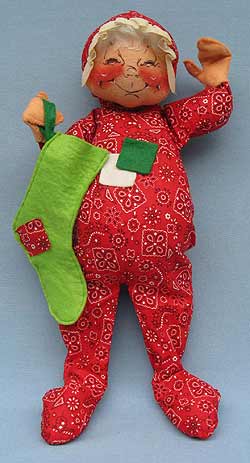 Annalee 18" PJ Girl Holding Stocking - Mint - Signed - C152-76s