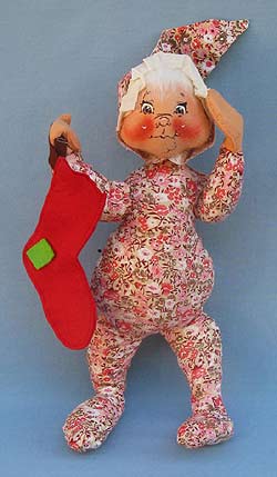 Annalee 18" PJ Girl Holding Stocking Bewildered - Mint - C152-77bew