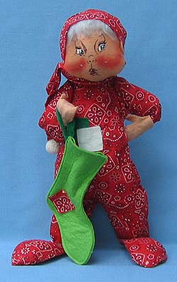 Annalee 18" PJ Boy Holding Stocking - Ooh Mouth - Mint - C153-76ooh