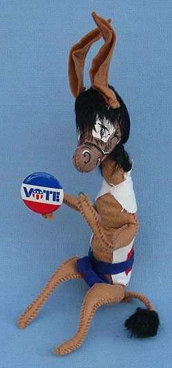 Annalee 10" Patriotic Democratic Donkey with VOTE Button - Mint - D8-72xmint