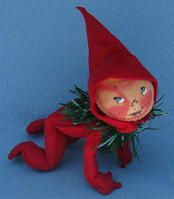 Annalee 7" Red Elf with Tinsel - Mint - E205-60rtong