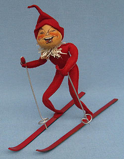 Annalee 10" Red Ski Elf with Tinsel - Near Mint / Excellent - E223-63rxo