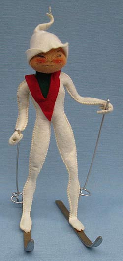 Annalee 10" White Ski Elf with Skis & Poles - Mint / Near Mint - E224-63wxx