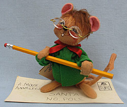 Annalee 7" Letter to Santa Mouse with Glasses - Excellent - 775196sqa