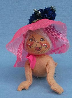 Annalee 7" Garden Club Baby in Pink Hat - Excellent - M142-66tong