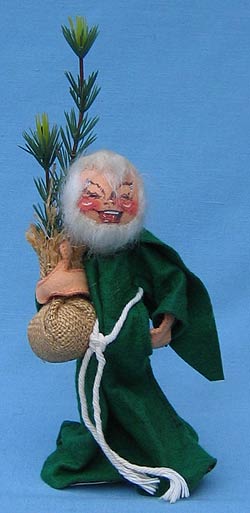 Annalee 10" Green Monk With Christmas Tree Planting - Near Mint - M31-66grxo