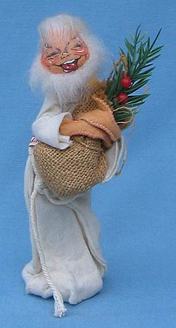 Annalee 10" White Monk With Christmas Tree Planting - Near Mint - M31-66whxo