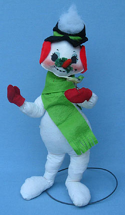 Annalee 18" Snowman Holding Green Bird - Excellent - N161-78-5