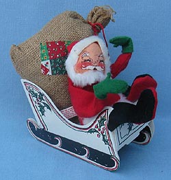 Annalee 7" Santa in Sleigh with Toy Sack - 1981 - Closed Eyes - Near Mint / Excellent  - R8-81x