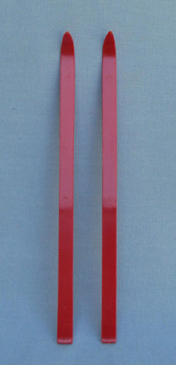 Annalee 10.5" Pair of Red Plastic Down Hill Skis - Mint - SKIDH