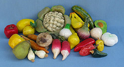 Vintage Lacquered Paper Mache Decorative Vegetables and Fruit - Excellent - VeggieFruit