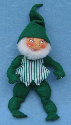 Annalee 7" Green Gnome with Green and White Vest - Mint - X18-64gr