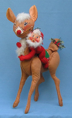 Annalee 12" Gnome Riding 18" Reindeer - Excellent - X39-71