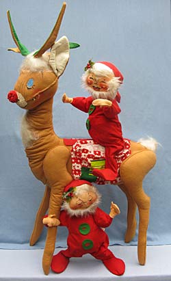 Annalee 36" Reindeer with Two 18" Gnomes - Near Mint - X40-71