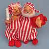 Annalee 7" Mr & Mrs Tuckered Santas - Closed Eyes - 1982 - Mint - 510082xlip