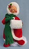 Annalee 7" Mrs Santa with Muff - Velour - Closed Eyes - Near Mint  - 521585xx