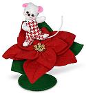 Annalee 3" Jubilee Mouse on Poinsettia 2024 - Mint - 610124