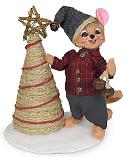 Annalee 5" Plaid & Pine Boy Mouse with Tree 2023 - Mint - 610623