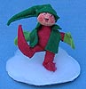 Annalee 3" Red and Green Elf Ornament with Stand - Mint - 782289